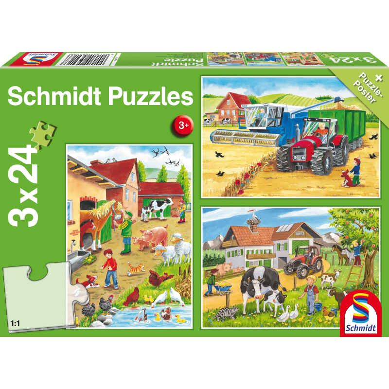 Schmidt 3-in-1 Puzzel Op De Boerderij Junior