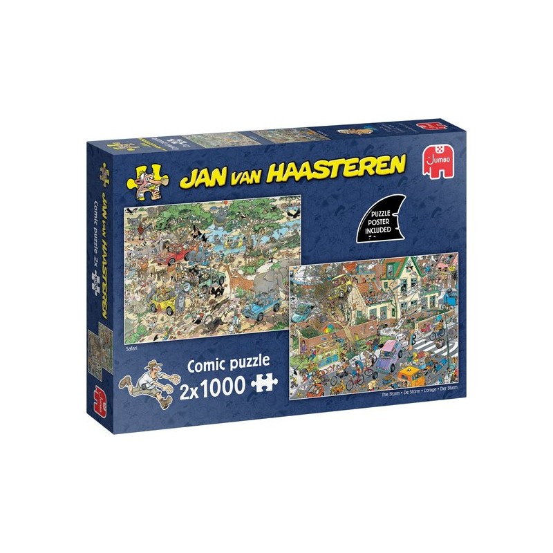Jan van Haasteren - Safari & Storm - 2-in-1 puzzel - 2 x 1000 stukjes puzzel