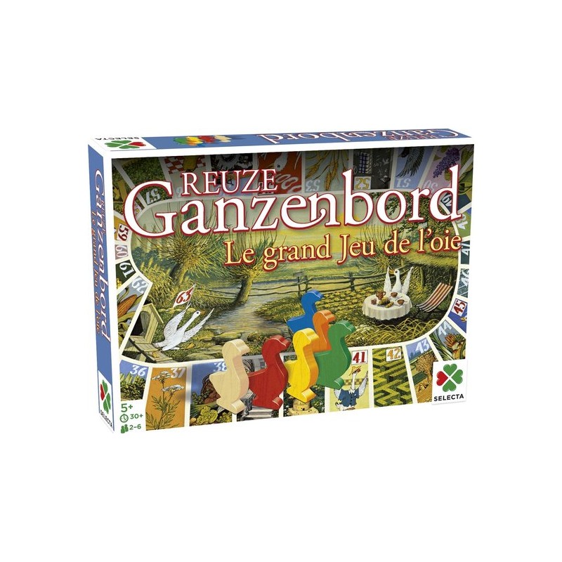 Tactic Selecta Reuze Ganzenbord – Klassiek Bordspel in Extra Groot Formaat – Inclusief Speelbord, Houten Ganzen en Dobbelsteen