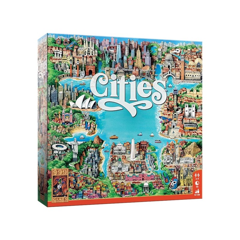 999 Games - Cities - Bordspel - Strategische uitdagingen in bekende steden - Familiespel - Gezelschapsspel