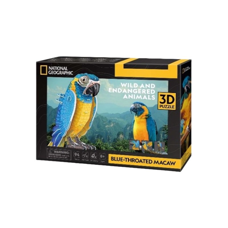 National Geographic 3D Puzzel - Bleu throathed macaw - blauwe papagaai