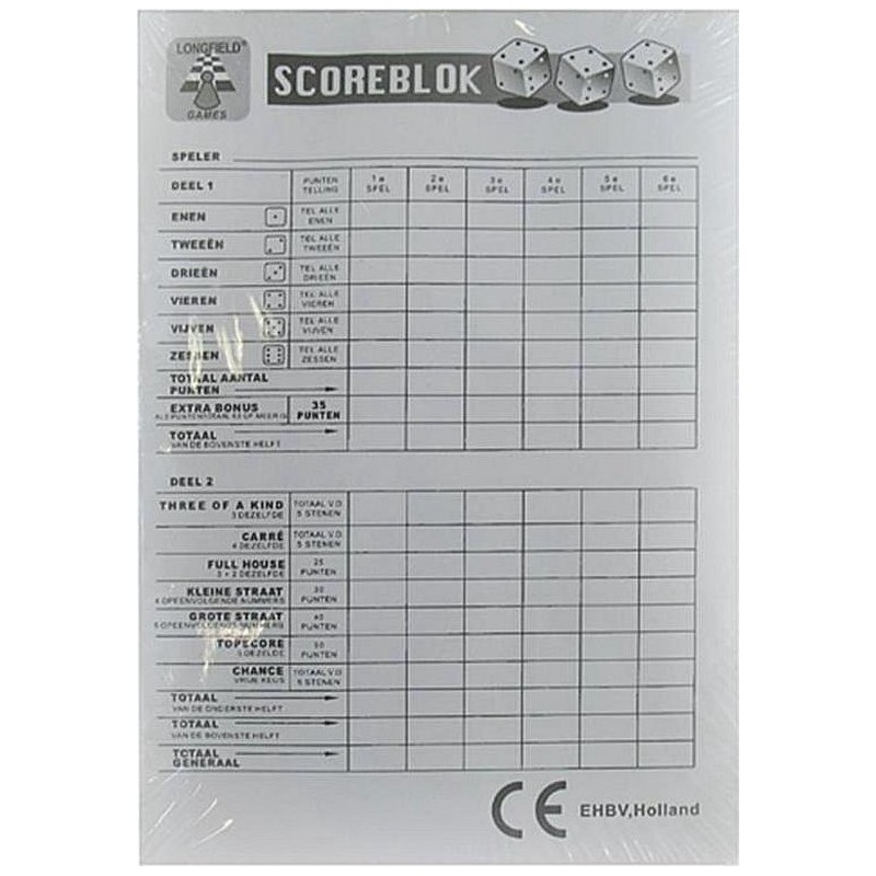 Yathzee scoreblok