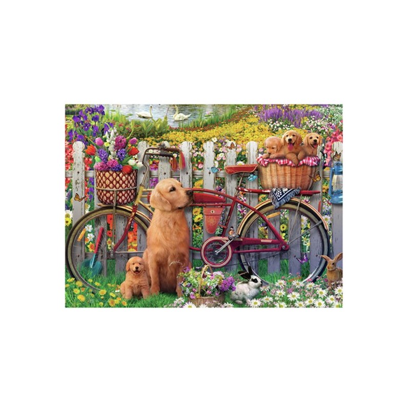 Cute dogs in the garden