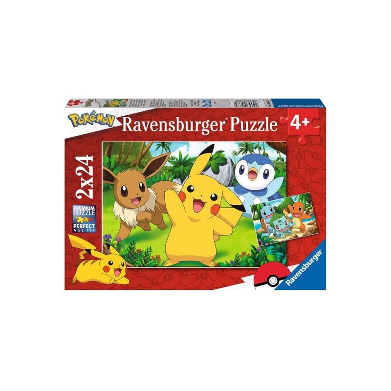 Pikachu en zijn vrienden - Legpuzzel - 2x24 stukjes