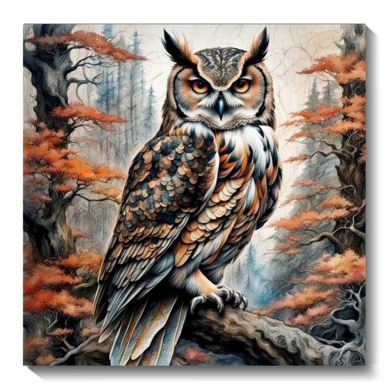 Diamond painting 20x30 cm: Uil
