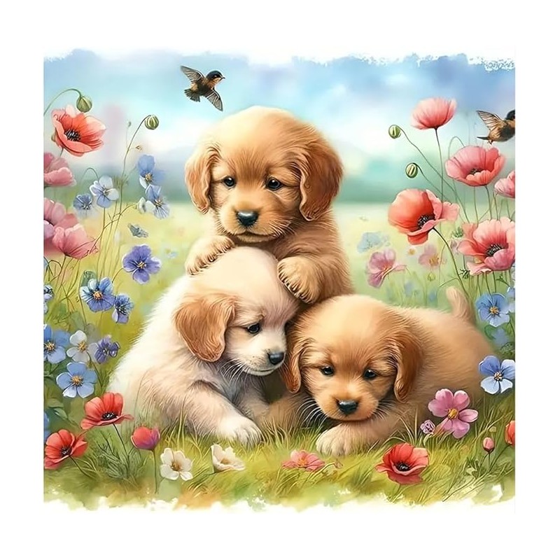 Diamond painting 20x30 cm: Puppies