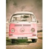 Diamond painting 30x40 cm: Roze vw bus