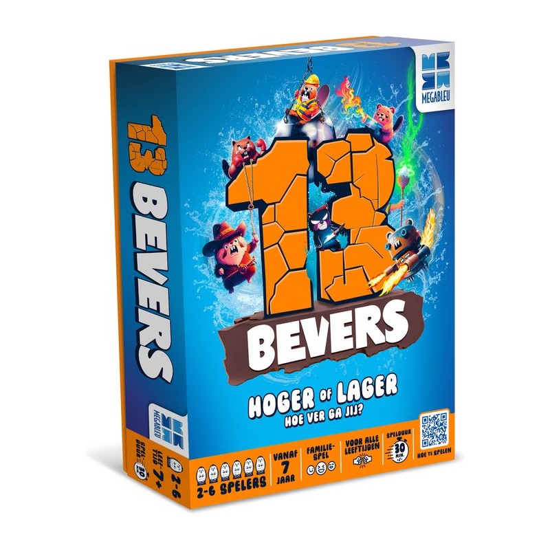 13 Bevers - Spannend Hoger of Lager Bordspel