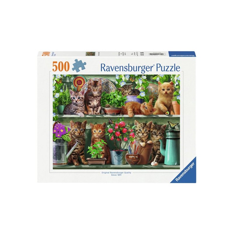 Ravensburger puzzel dieren Katjes in het rek - 500 stukjes.