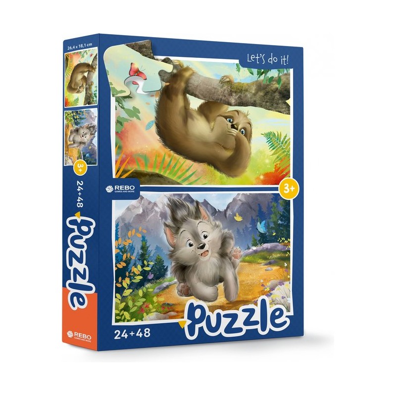 24 + 48 stukjes luiaard en wolfje