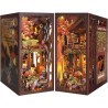 Luxe Book Nook DIY Pakket - Twilight Cottage - Miniatuur Houten Boekensteun met LED Verlichting Herfst Huisje