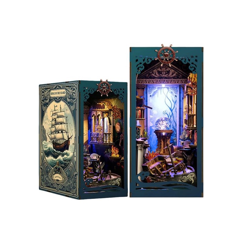 Houten 3D Puzzel - Book Nook – 3D DIY bouwpakket - Ocean Mystery met Gezonken Schip – Miniatuur Diorama Boekensteun