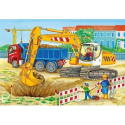 Ravensburger Op de bouwplaats en boerderij - Kinderpuzzel 2 x 12 stukjes