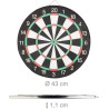 Dartbord X1 - 43 cm - tweezijdig speelbaar - klassiek - met 6 pijlen - thuis - steeldarts - zwart-wit