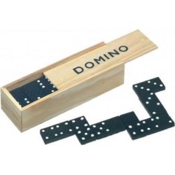 Domino spel in houten kistje - 28 Dominostenen