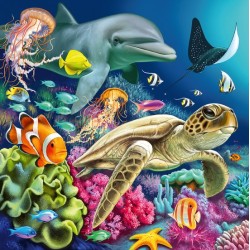 Ravensburger puzzel Betoverende onderwaterwereld - Drie puzzels - 49 stukjes